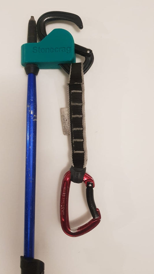 Clip for hiking poles and adapter.